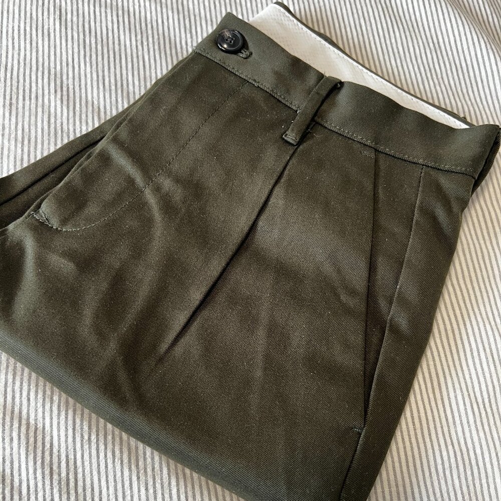 Zara Man Pleated Deep Green Trouser - Size 30 Men
